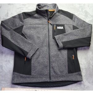 NRA Men's Full Zip Fleece Lined Jacket Grey Black Logo Outdoor Work Size L